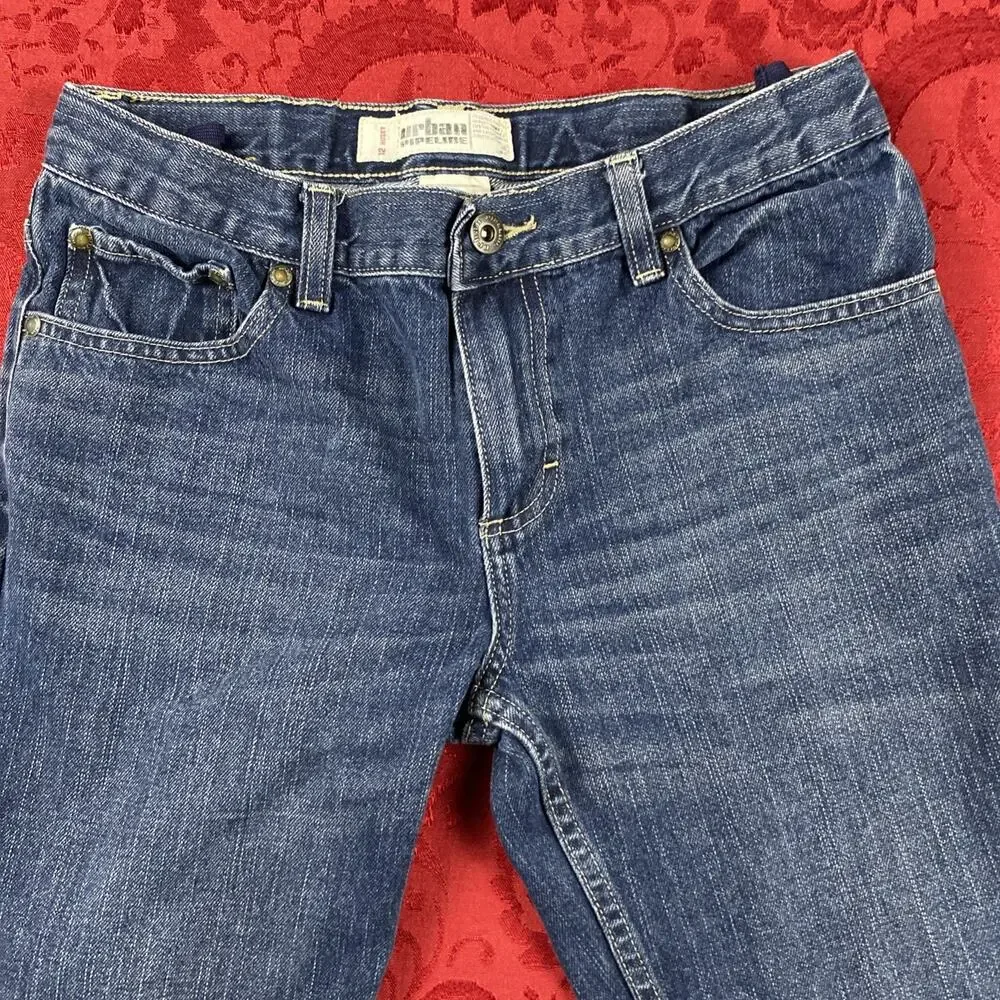 Urban Pipeline Jeans Boys 12 Husky Blue Straight Leg Dark‎ Wash Adjustable Waist